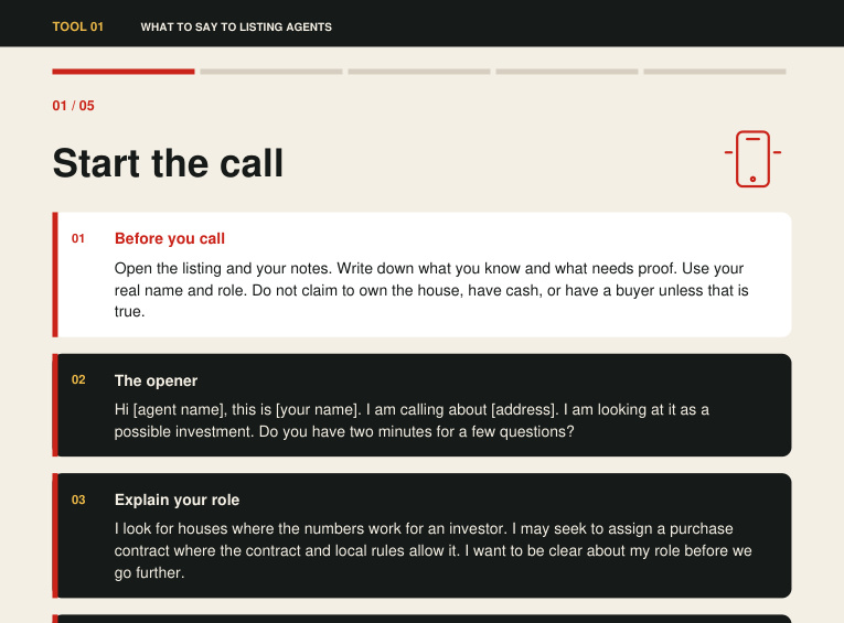 Excerpt from the included Agent scripts PDF